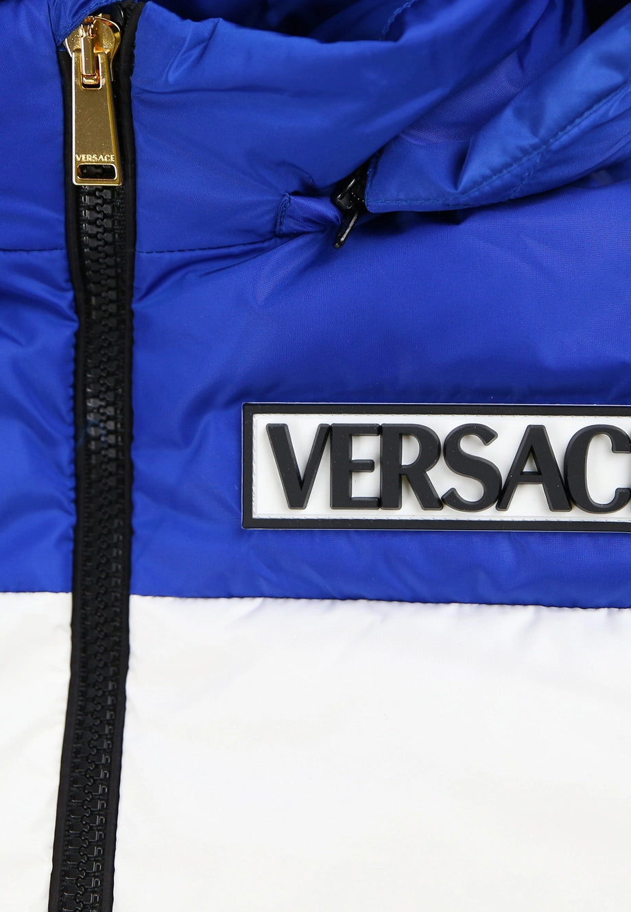 Versace Boys Logo Print Puffer Jacket Blue