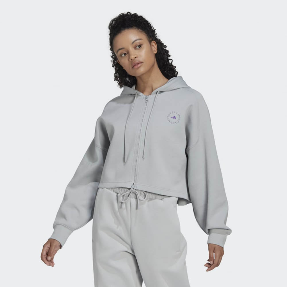 adidas by Stella McCartney Womens Crop Hoodie Grey - adidas by Stella McCartneyHoodies