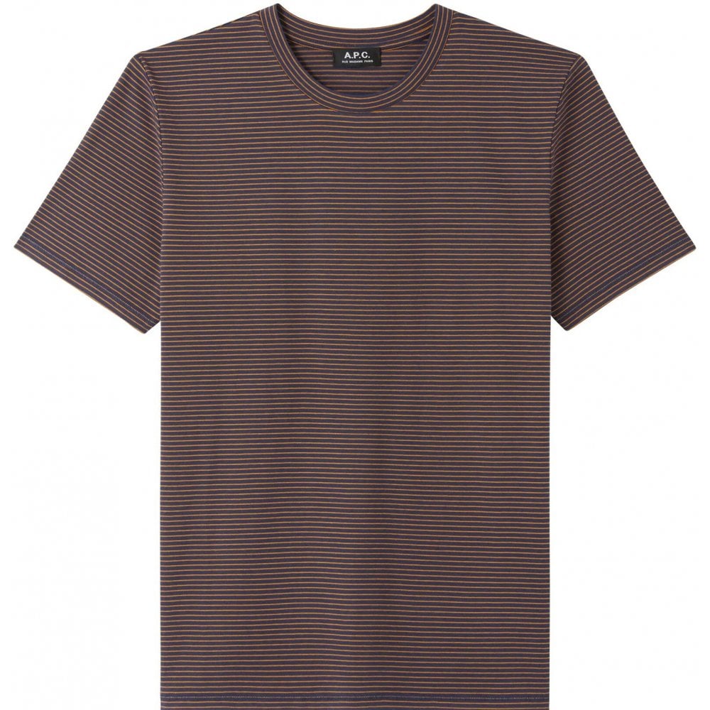 A.P.C Men's Aurelian Stripe Cotton T-shirt Brown - A.p.cT-Shirts