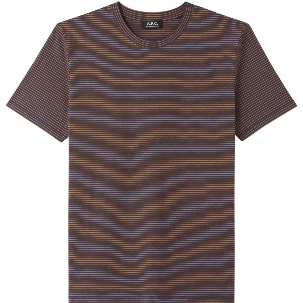 A.P.C Men&#39;s Aurelian Stripe Cotton T-shirt Brown - A.p.cT-Shirts
