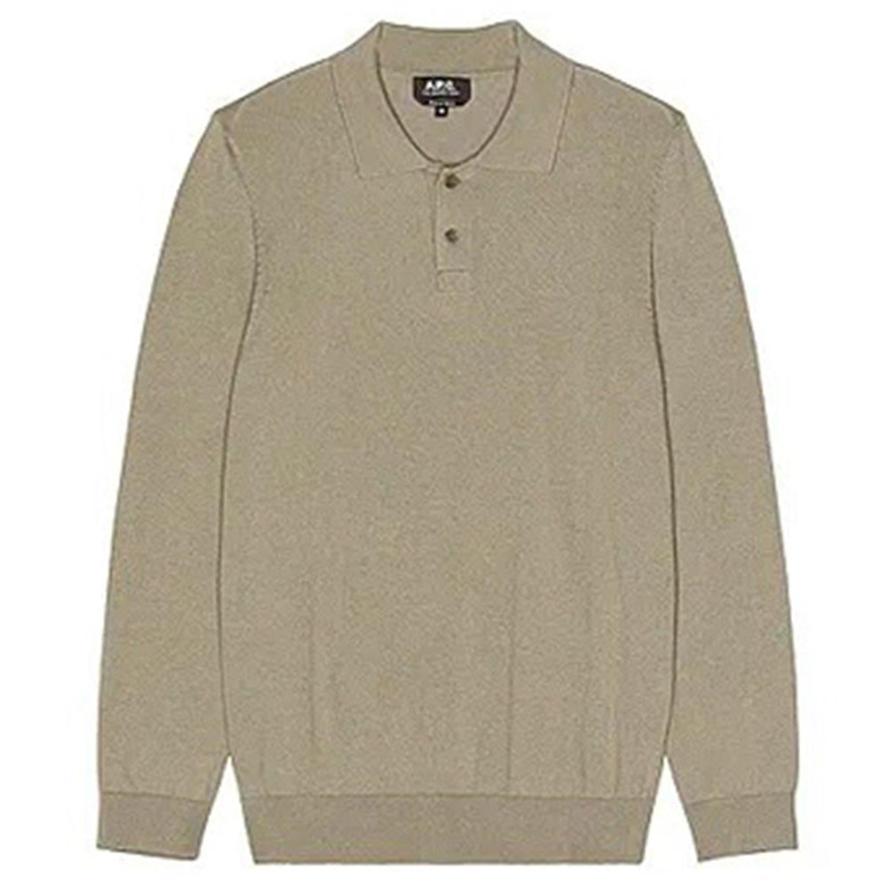 A.p.c Mens Aymar Long Sleeve Polo Khaki - A.p.cKnitwear