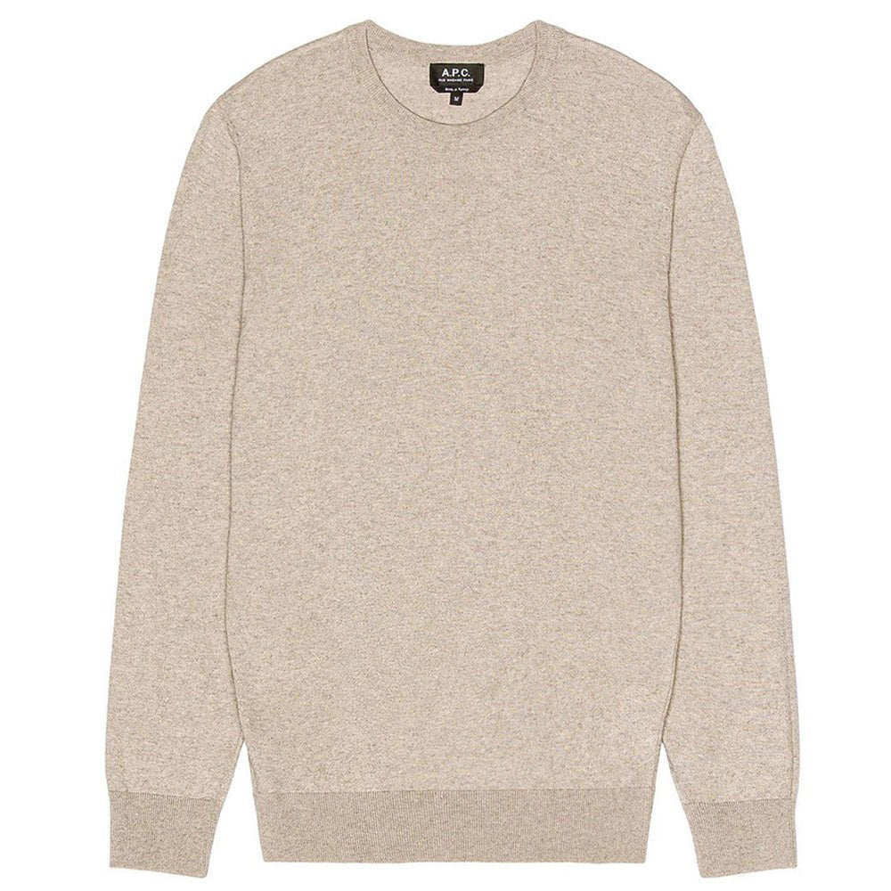 A.p.c Mens Crew Neck Jumper Beige - A.p.cKnitwear