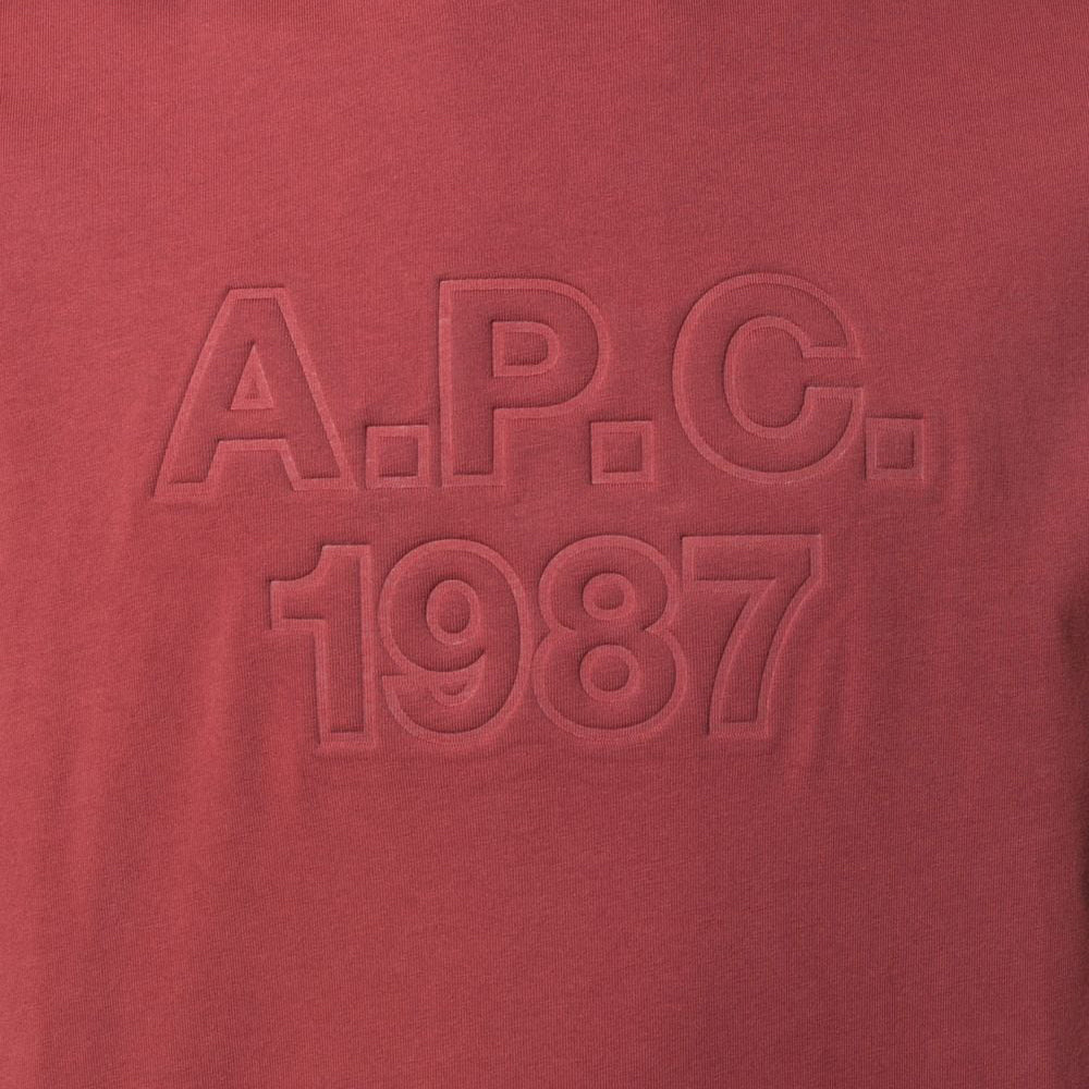 A.P.C Men&#39;s Hartman Embossed Logo T-Shirt Burgundy - A.p.cT-shirts