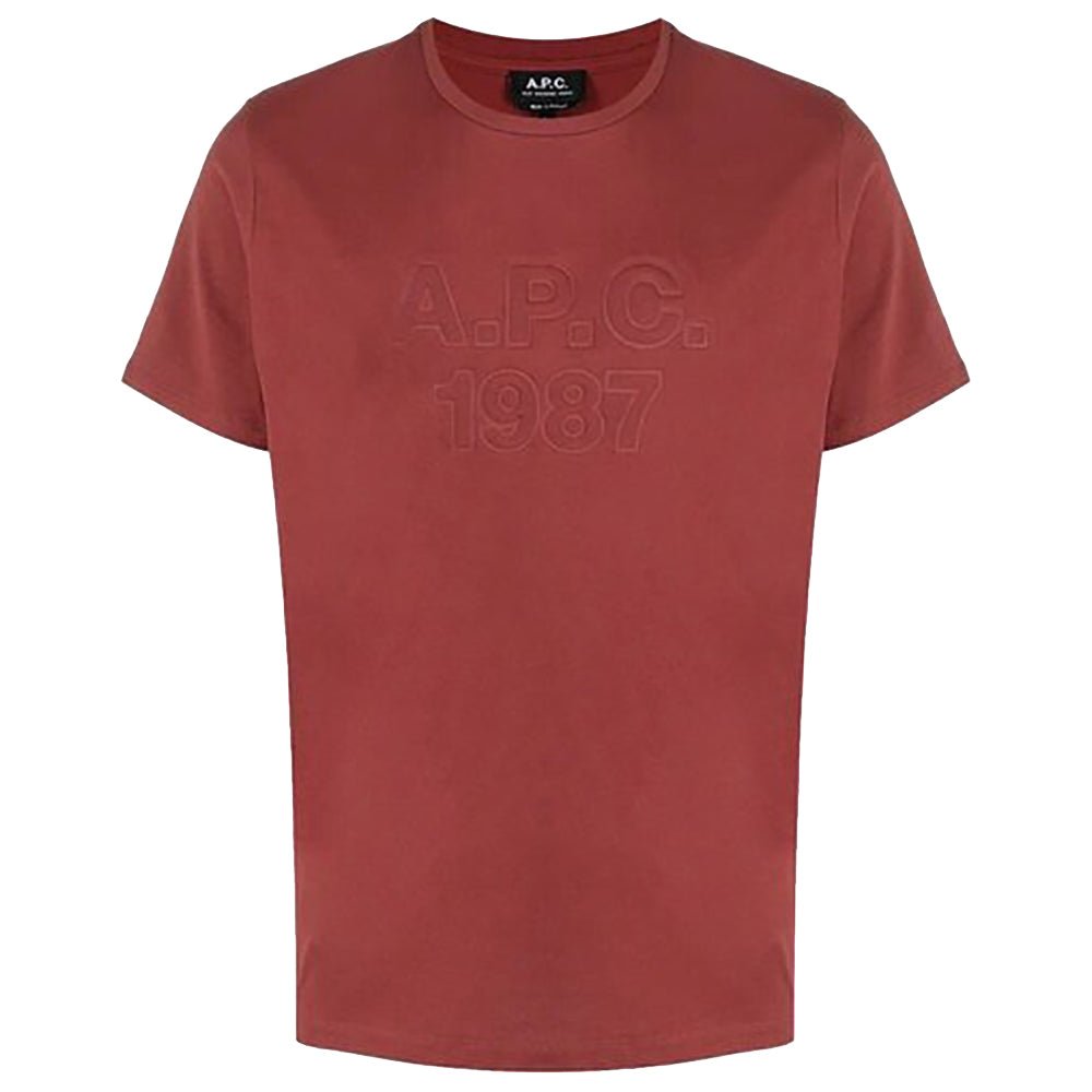 A.P.C Men&#39;s Hartman Embossed Logo T-Shirt Burgundy - A.p.cT-shirts