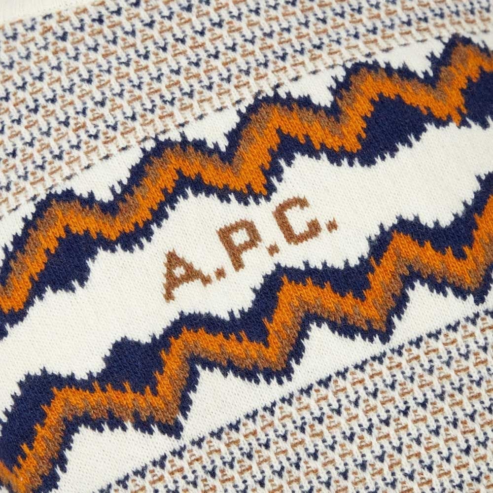A.P.C Men&#39;s Intarsia Logo Wool Jumper White - A.p.cKnitwear