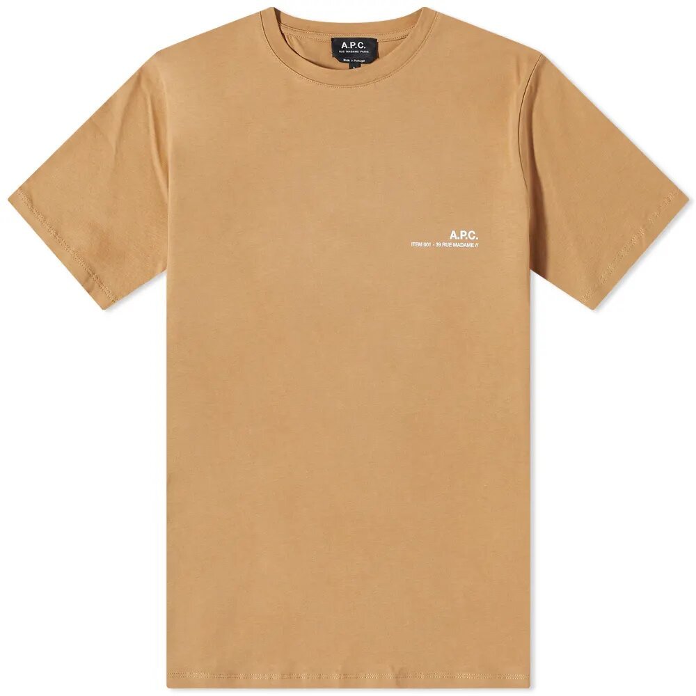 A.p.c Mens Item Logo T-shirt Beige - A.p.cT-shirts