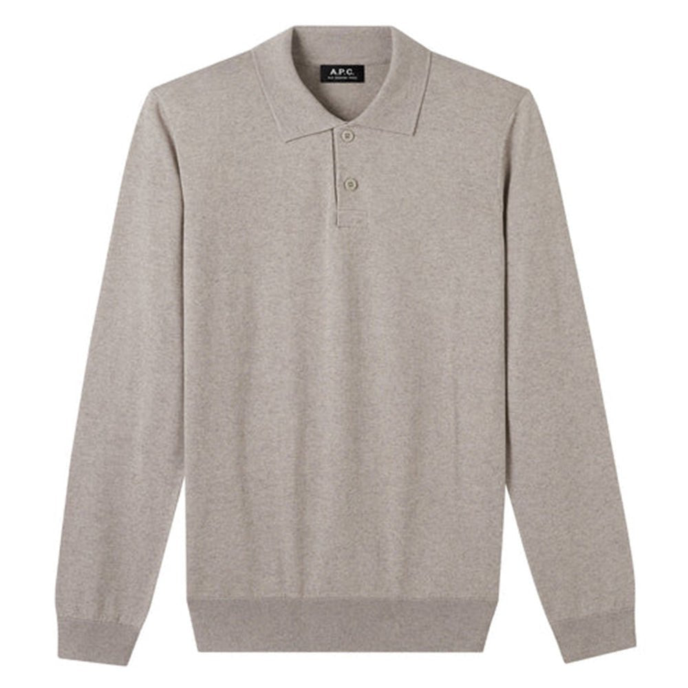 A.p.c Mens Long Sleeve Aymar Polo Grey - A.p.cKnitwear