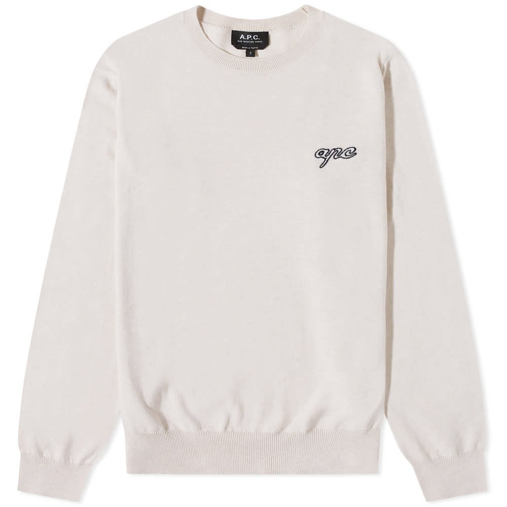 A.p.c Mens Otis Logo Crew Neck Cream - A.p.cKnitwear