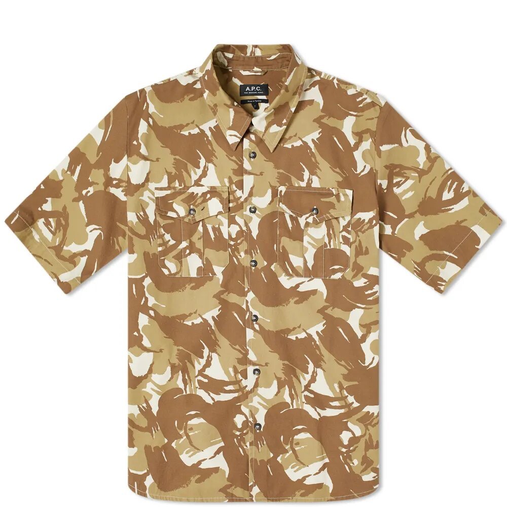 A.P.C Men&#39;s Short Sleeved Joey Shirt Camouflage - A.p.cShirts