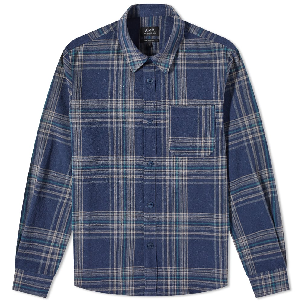 A.p.c Mens Trek Check Overshirt Blue - A.p.cShirts