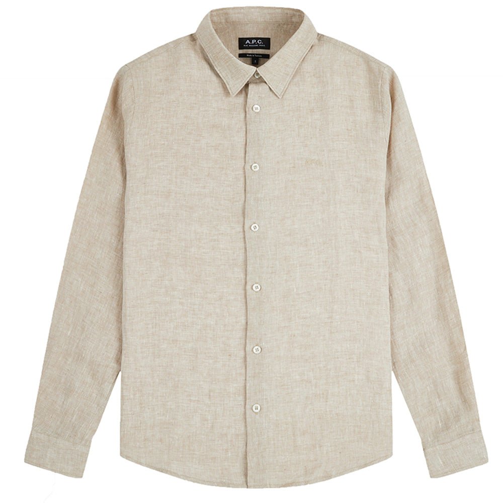 A.p.c Mens Vincent Logo Shirt Beige - A.p.cShirts