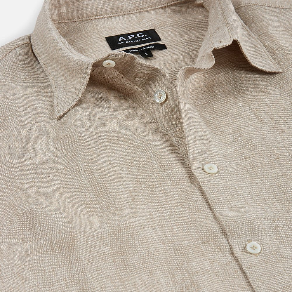 A.p.c Mens Vincent Logo Shirt Beige - A.p.cShirts