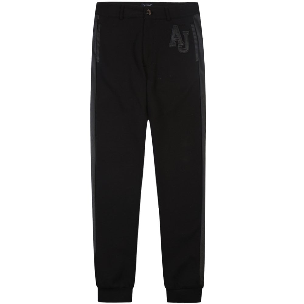 Armani Jeans Men&#39;s Leather Logo Classic Fit Joggers Black - Armani JeansSweat Pants