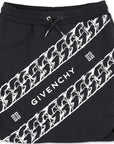 Givenchy Girls Chain Print Skirt Black
