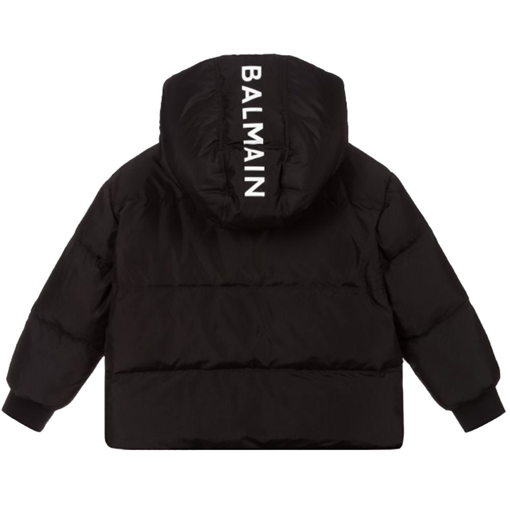 Balmain Baby Boys Logo Hooded Jacket Black - Balmain KidsCoats & Jackets