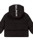Balmain Baby Boys Logo Hooded Jacket Black - Balmain KidsCoats & Jackets