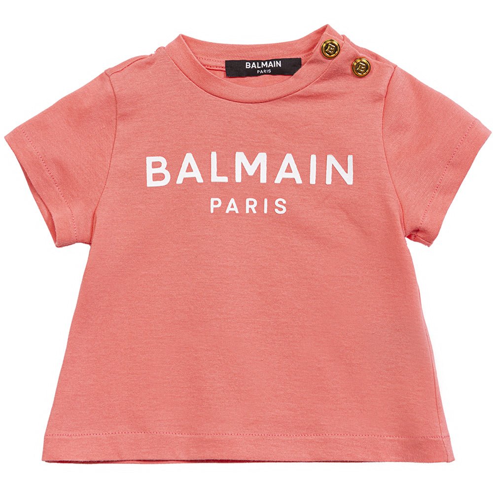 Balmain Baby Girls Classic Logo T-shirt Pink - Balmain KidsT-shirts