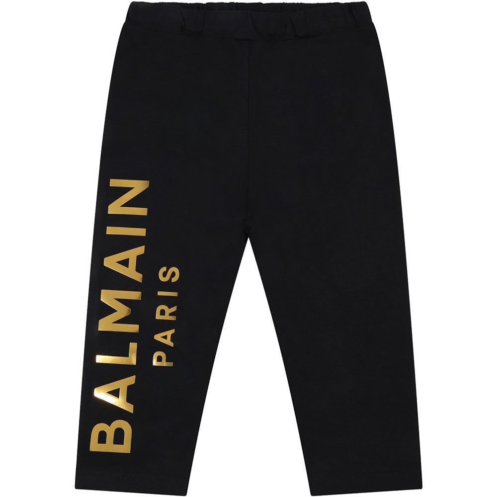 Balmain Baby Girls Golden Logo Leggings Black - Balmain KidsLeggings