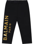 Balmain Baby Girls Golden Logo Leggings Black - Balmain KidsLeggings