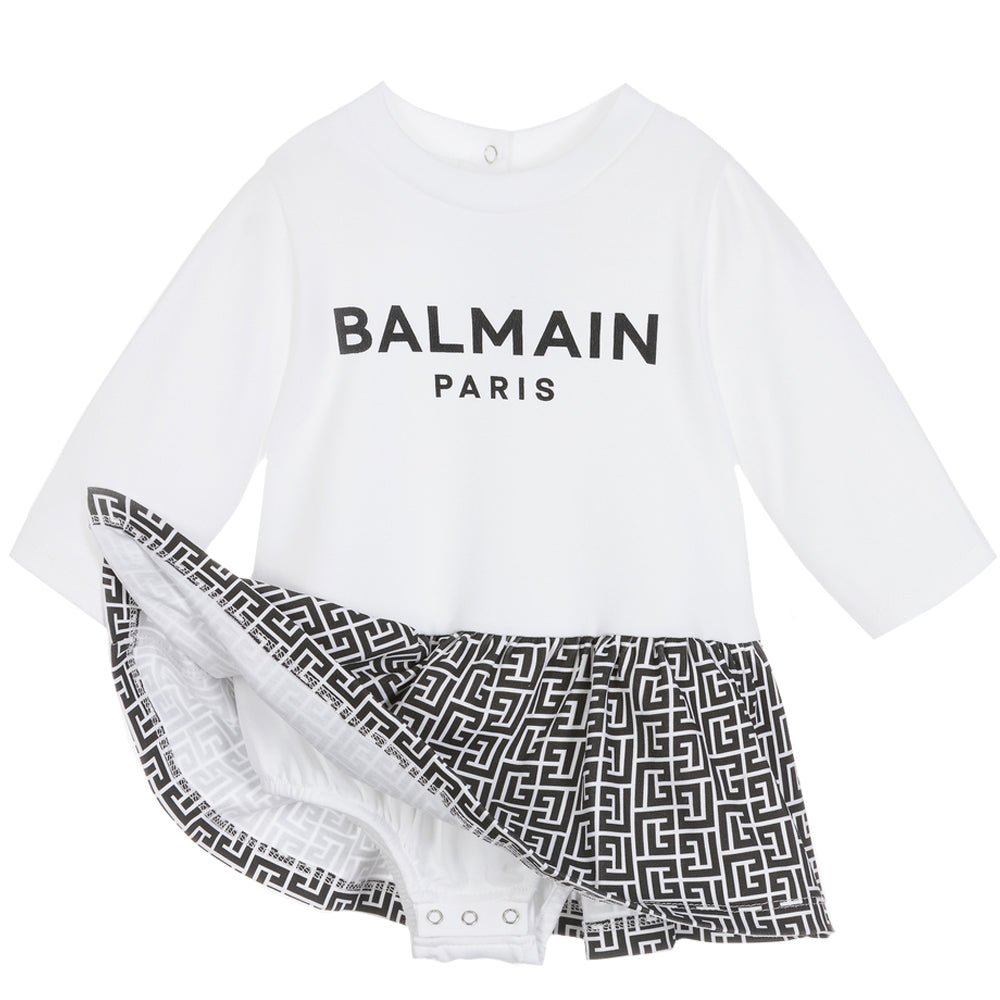 Balmain Baby Girls Logo Dress White - Balmain KidsDresses
