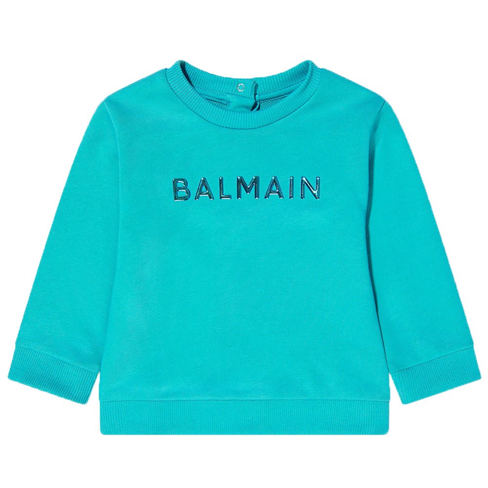 Balmain Baby Unisex Iridescent Logo Sweater Blue - Balmain KidsSweaters