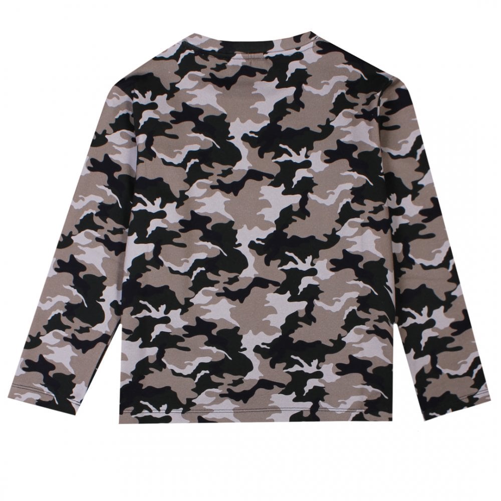 Balmain Boys Camo Logo Sweatshirt Brown - Balmain KidsSweaters