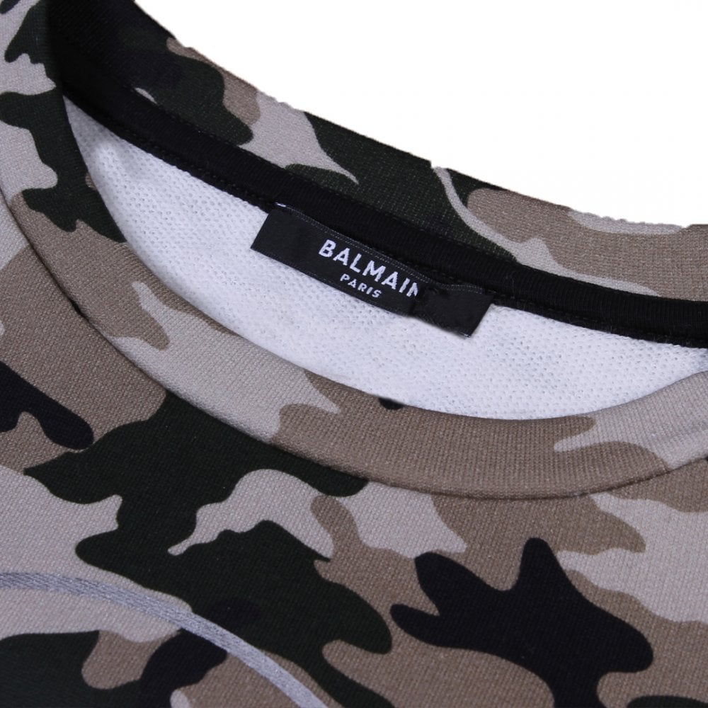 Balmain Boys Camo Logo Sweatshirt Brown - Balmain KidsSweaters