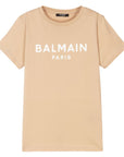 Balmain Boys Classic Logo T-Shirt Beige - Balmain KidsT-shirts