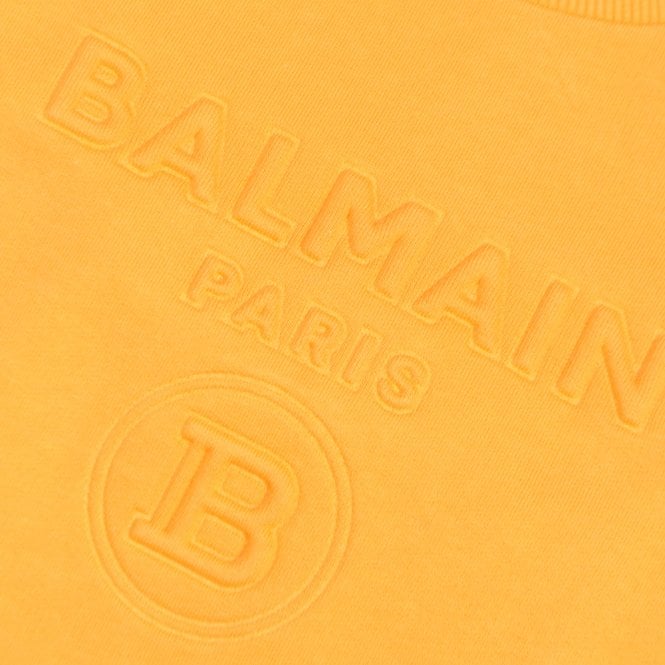 Balmain Boys Embossed Logo Sweatshirt Orange - Balmain KidsSweaters