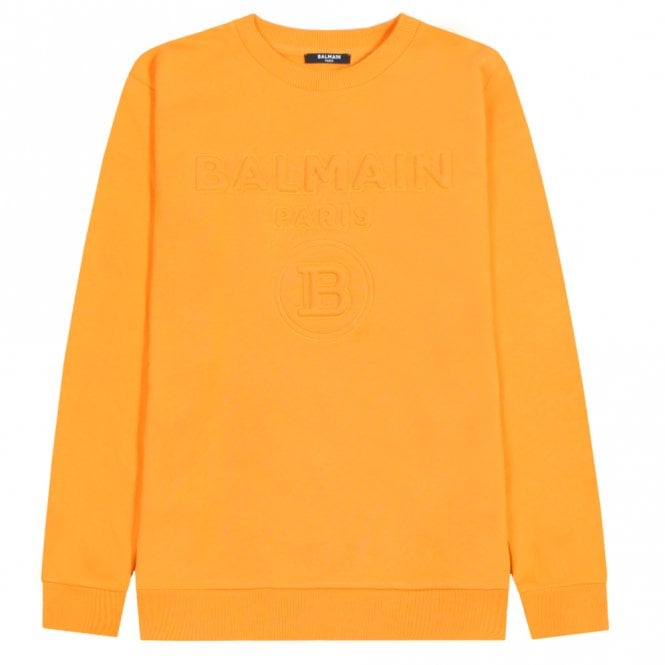 Balmain Boys Embossed Logo Sweatshirt Orange - Balmain KidsSweaters