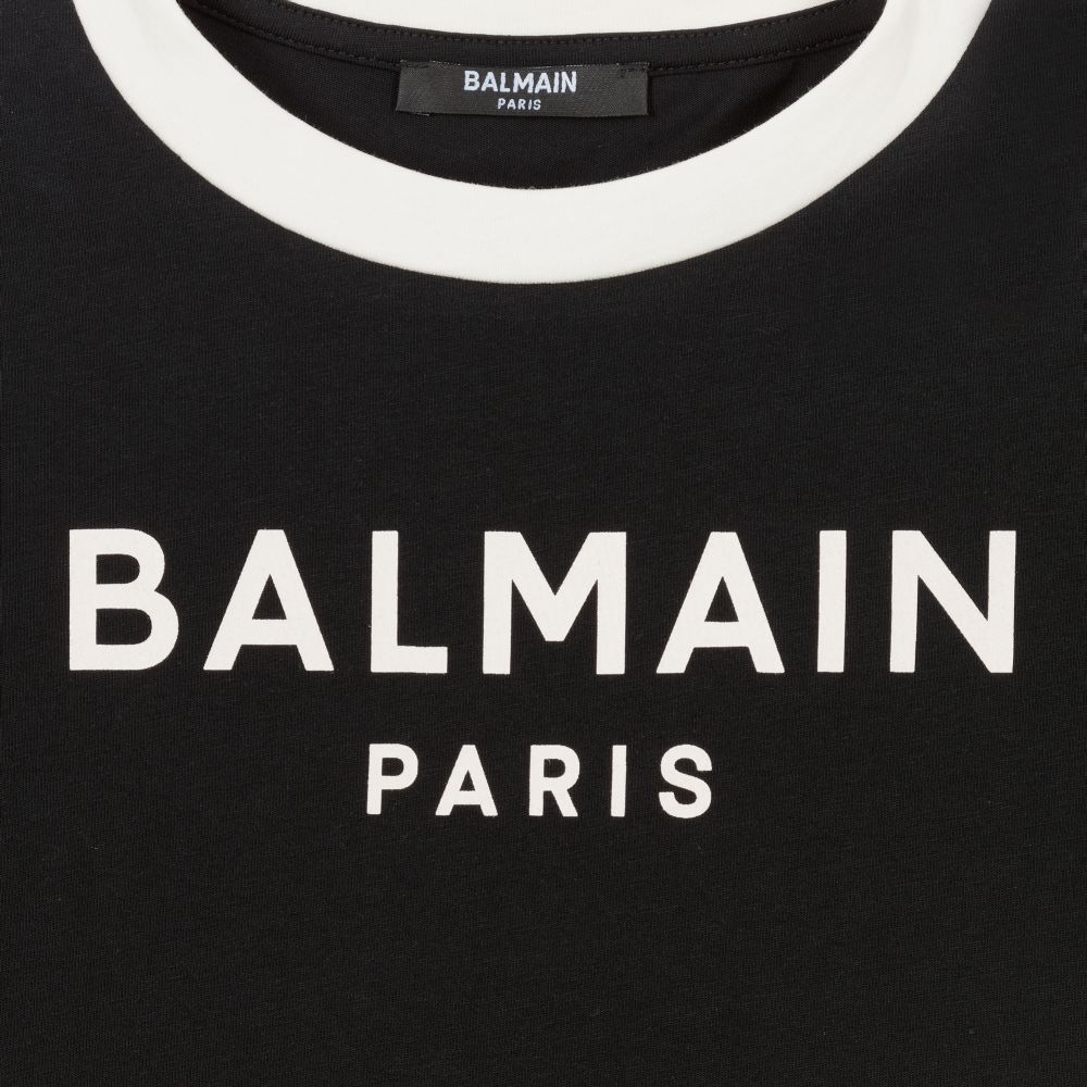 Balmain Boys Logo Cotton T-Shirt Black - Balmain KidsT-shirts