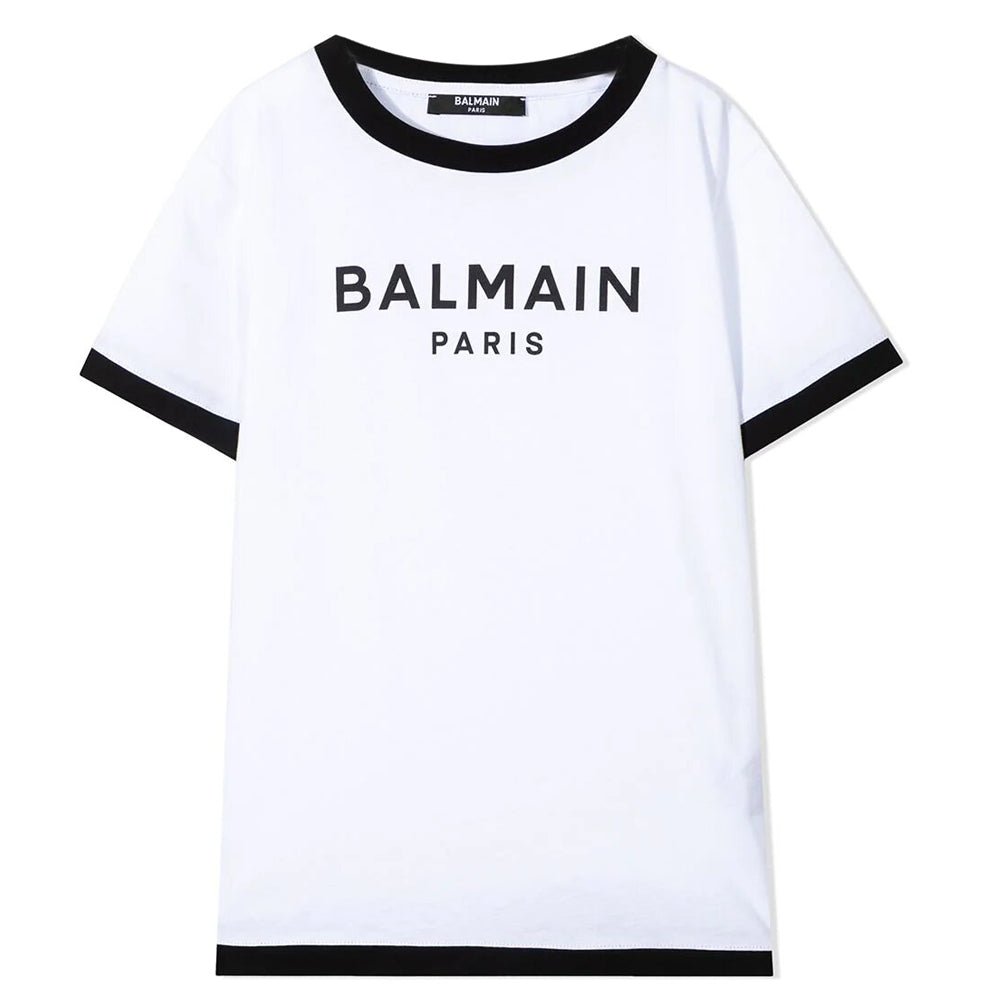 Balmain Boys Logo Cotton T-Shirt White - Balmain KidsT-shirts