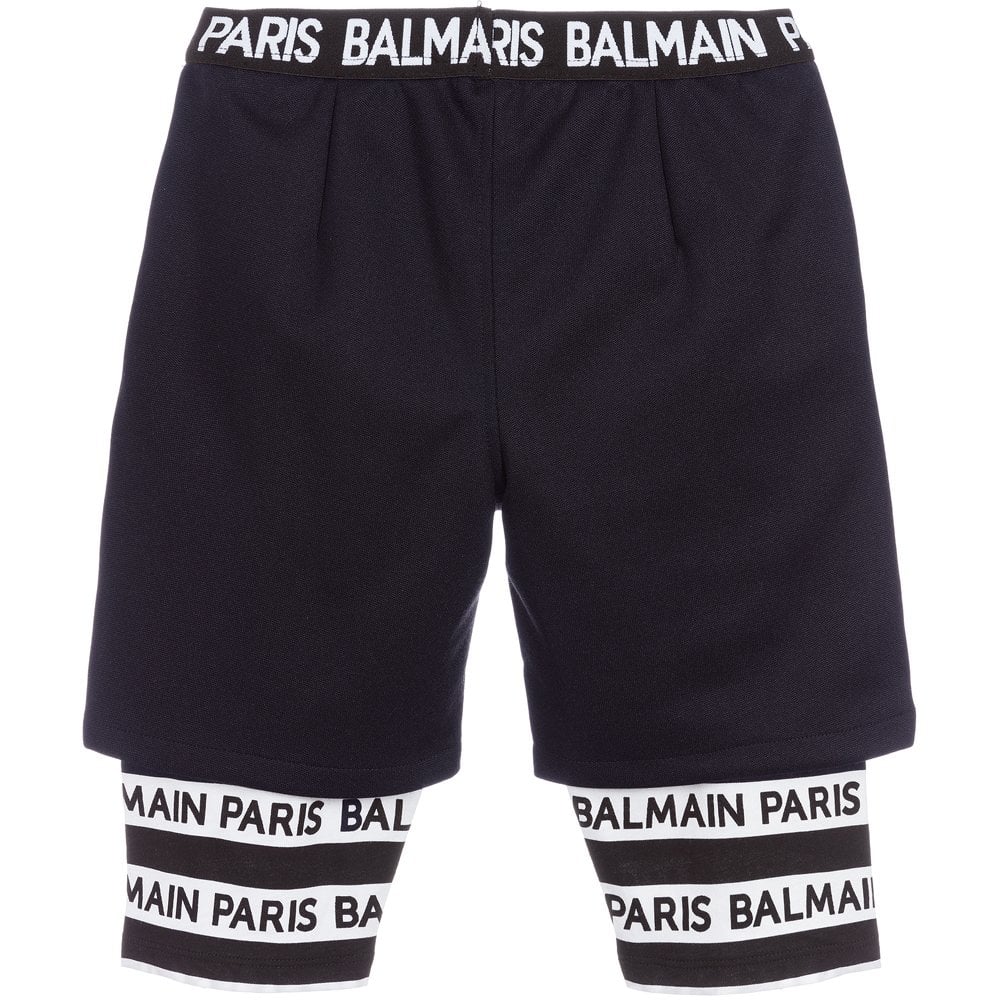 Balmain Boys Logo Layered Shorts Navy - Balmain KidsShorts