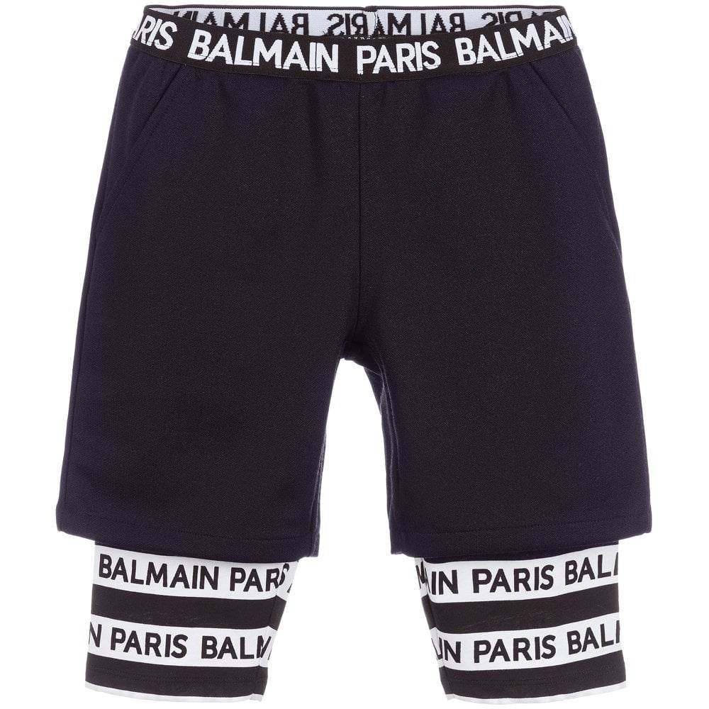 Balmain Boys Logo Layered Shorts Navy - Balmain KidsShorts