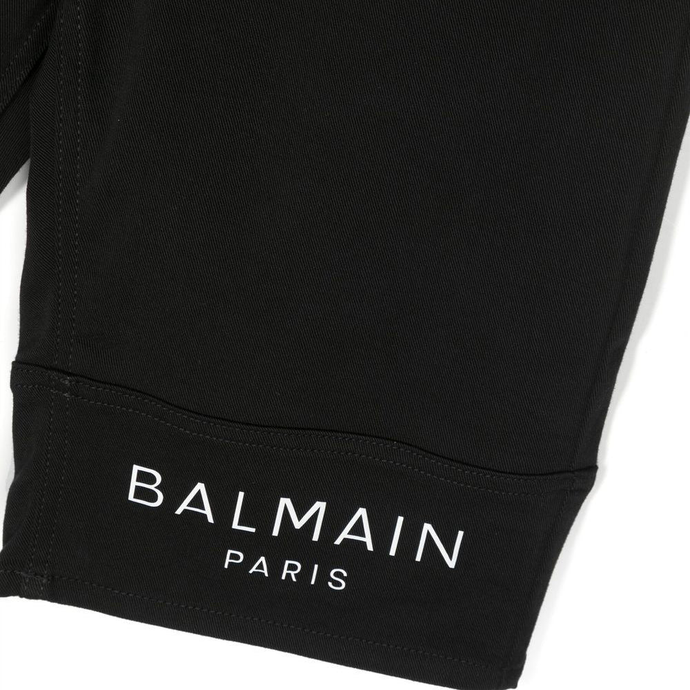 Balmain Boys Logo Print Denim Shorts Black - Balmain KidsShorts