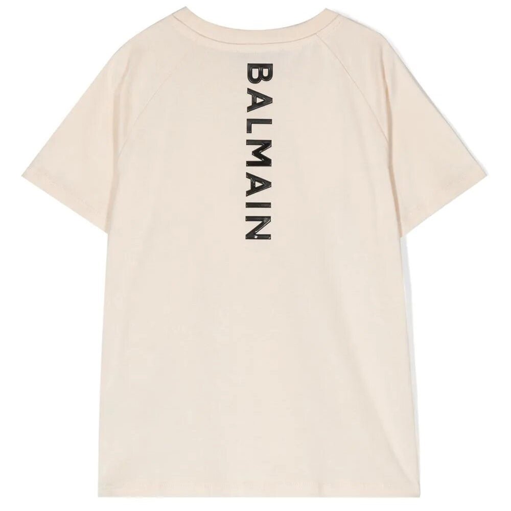 Balmain Boys Logo Print T-shirt Beige - Balmain KidsT-shirts