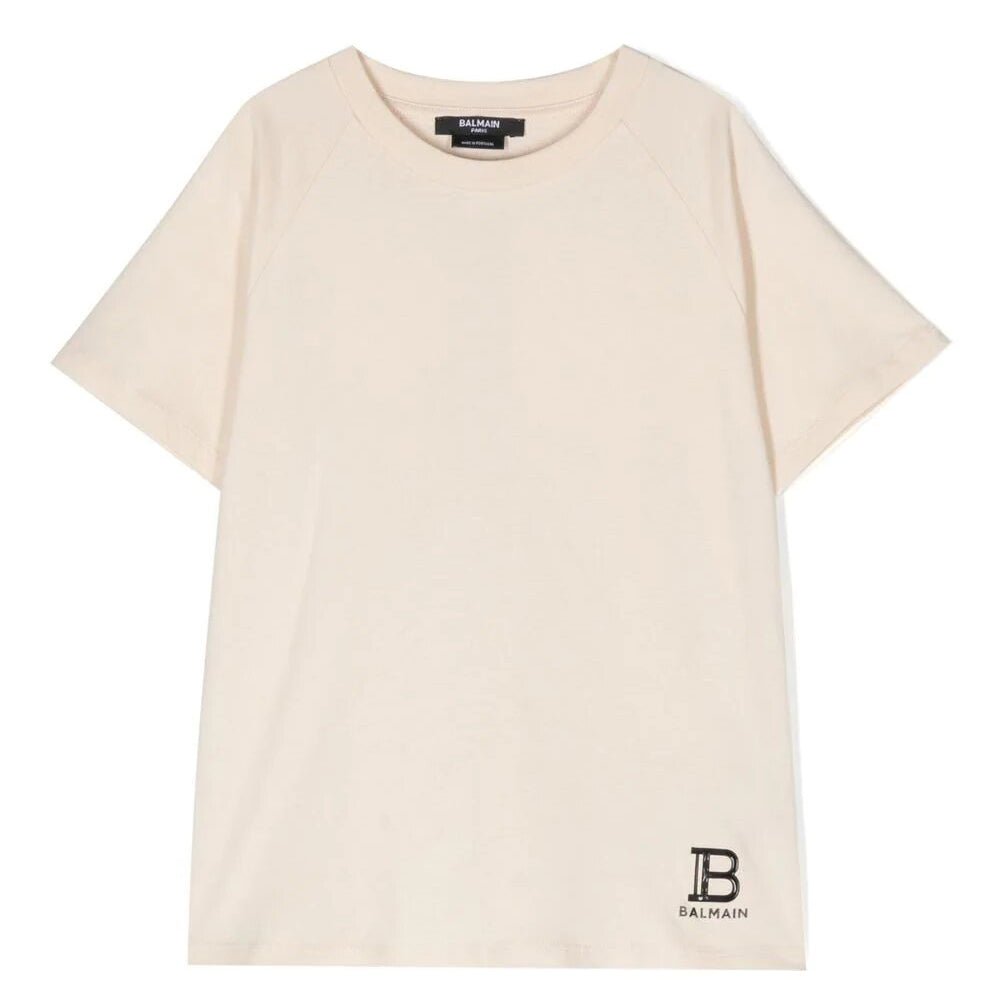 Balmain Boys Logo Print T-shirt Beige - Balmain KidsT-shirts