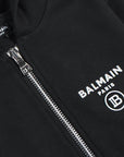 Balmain Boys Logo Print Zipped Hoodie Black - Balmain KidsHoodies