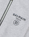 Balmain Boys Logo Print Zipped Hoodie Grey - Balmain KidsHoodies