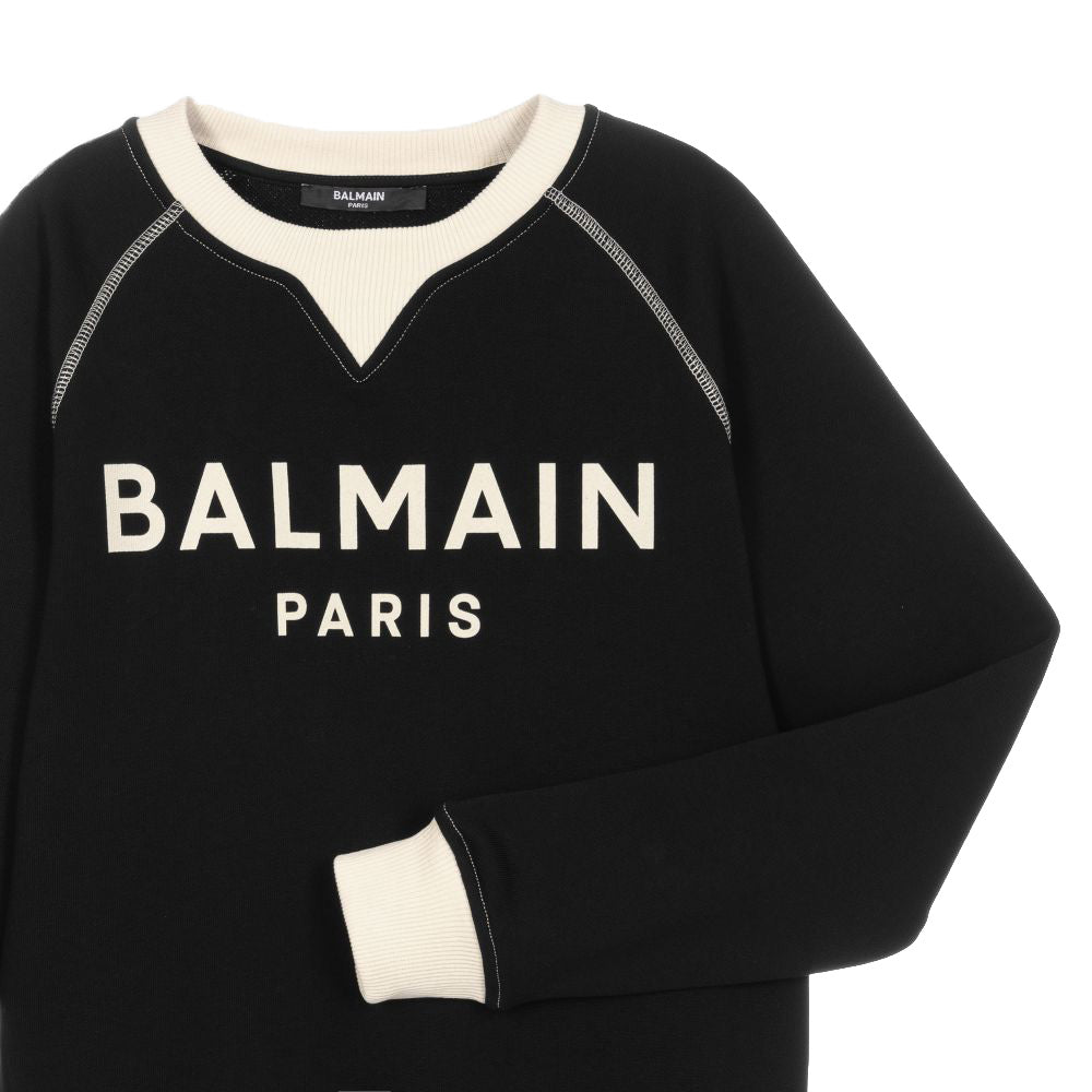 Balmain Boys Logo Sweatshirt Black - Balmain KidsSweaters