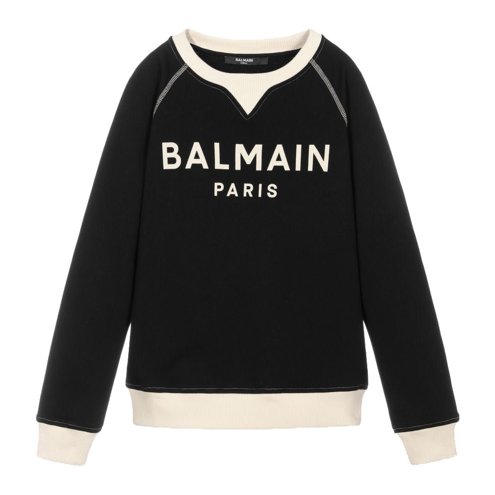 Balmain Boys Logo Sweatshirt Black - Balmain KidsSweaters