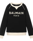 Balmain Boys Logo Sweatshirt Black - Balmain KidsSweaters