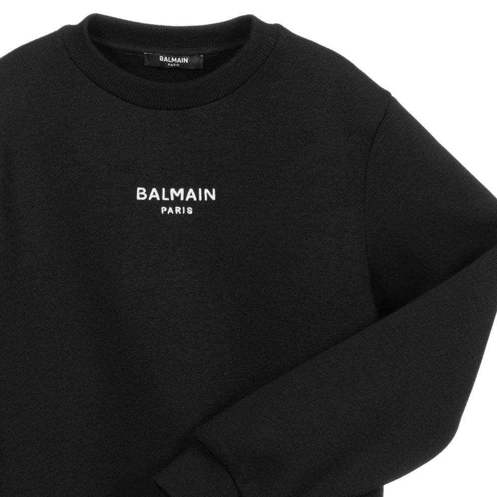 Balmain Boys Logo Sweatshirt Black - Balmain KidsSweaters