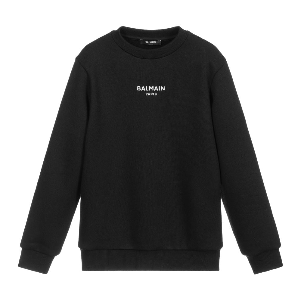 Balmain Boys Logo Sweatshirt Black - Balmain KidsSweaters