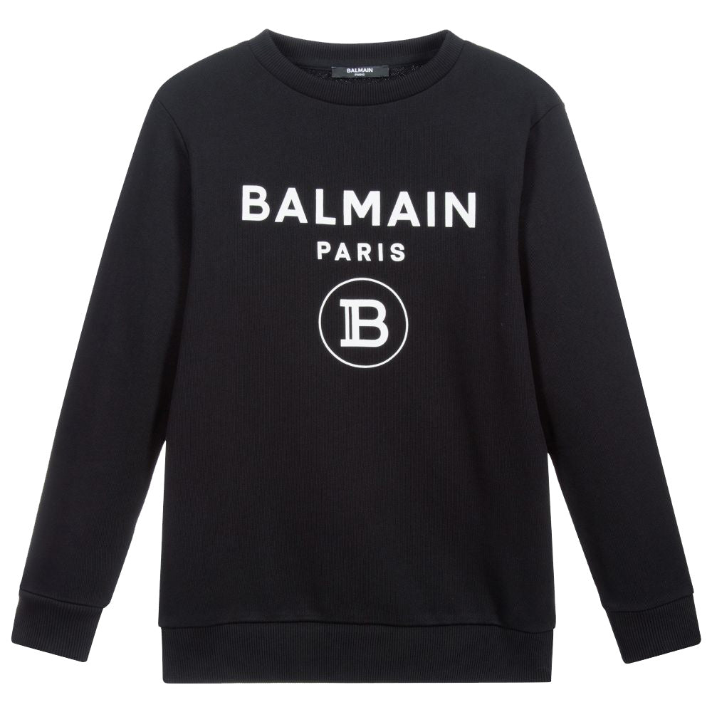 Balmain Boys Logo Sweatshirt Black - Balmain KidsT-shirts