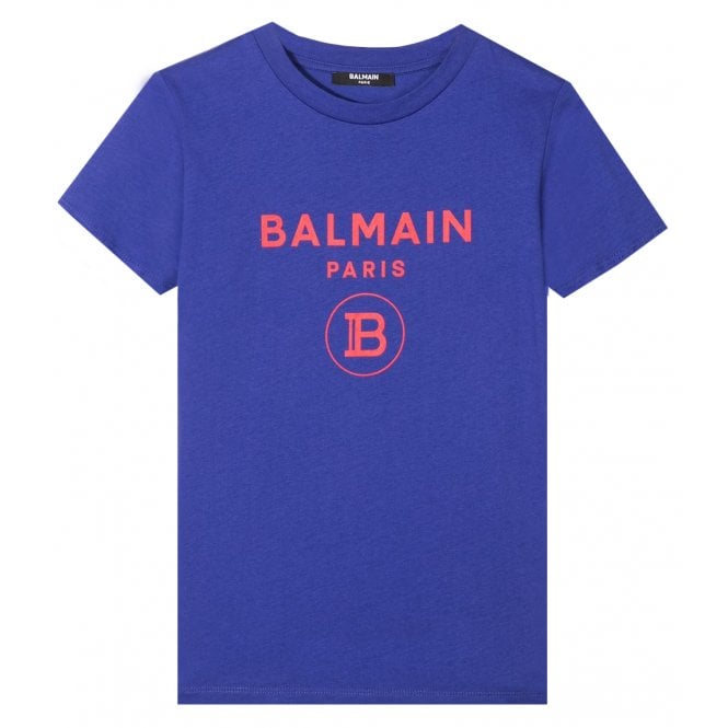 Balmain Boys Logo T-shirt Blue - Balmain KidsT-shirts