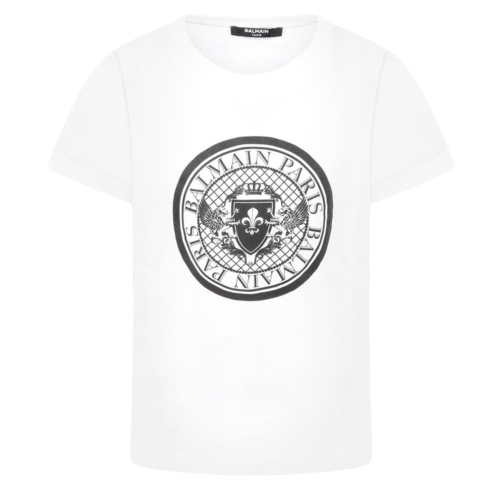 Balmain Boys Medallion Logo T-shirt White - Balmain KidsT-shirts