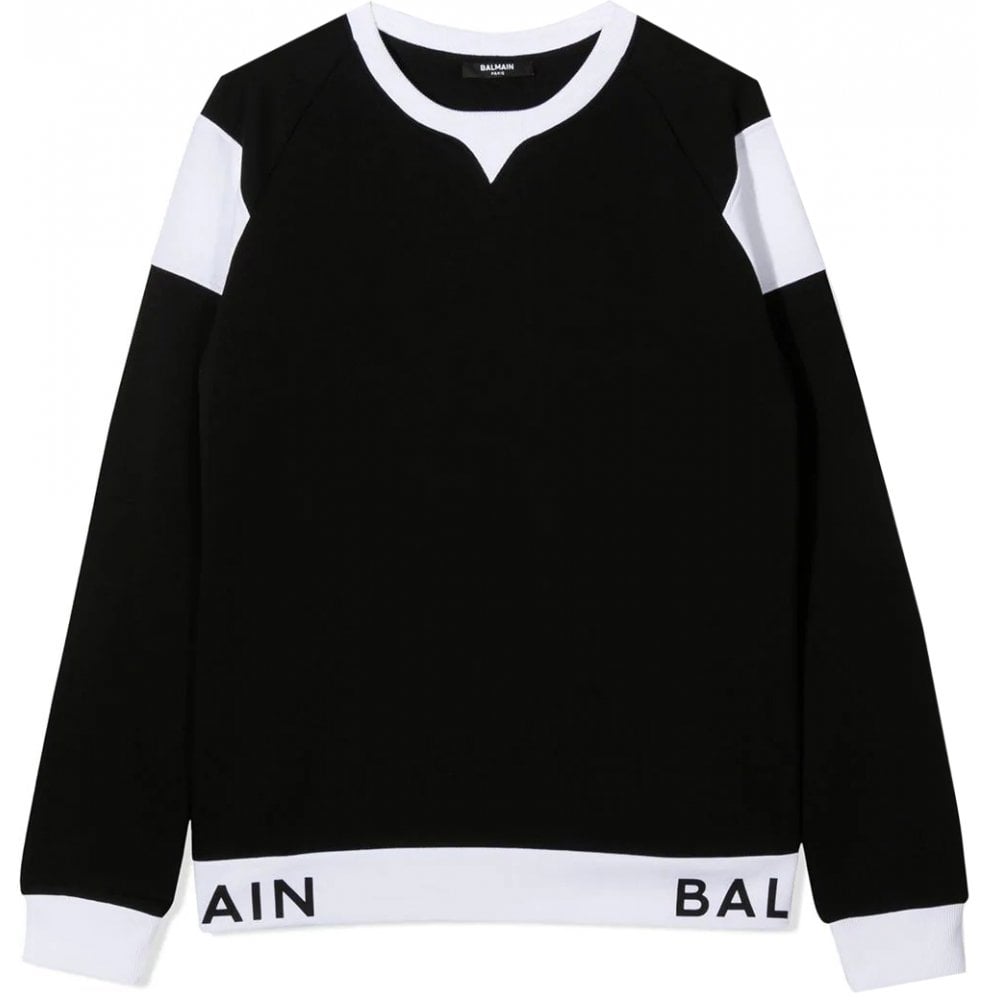 Balmain Boys Panelled Sweatshirt Black &amp; White - Balmain KidsSweaters