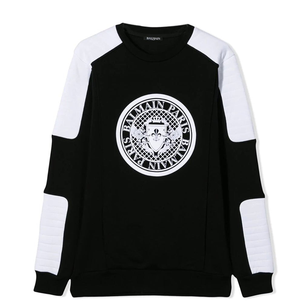 Balmain Boys Patch Emblem Logo Sweater Black - Balmain KidsSweaters