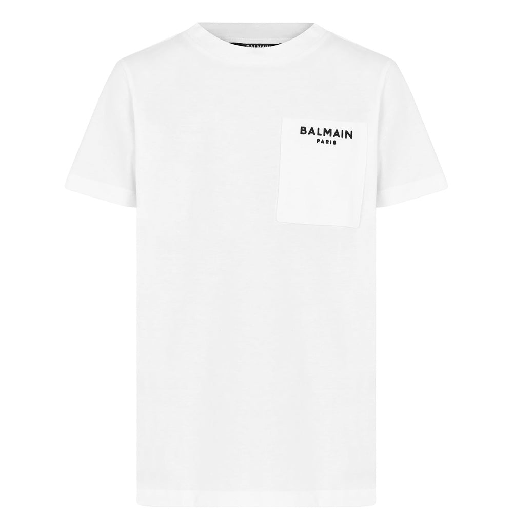 Balmain Boys Pocket Logo T-Shirt White - Balmain KidsT-shirts